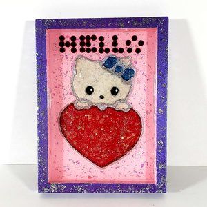 🌸 Hand Crafted Sanrio Hello Kitty Resin Wall Hanger Or Tray 4 Keys Glasses NEW